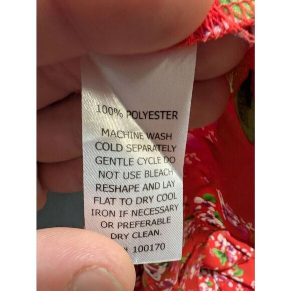 Alice Collection Blouse Red Floral Sleeveless Zip Back Women's Medium - Picture 3 of 4